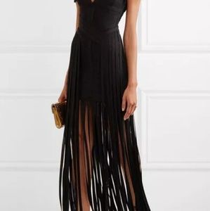 Herve Leger Geena Fringe Bandage Dress Sz